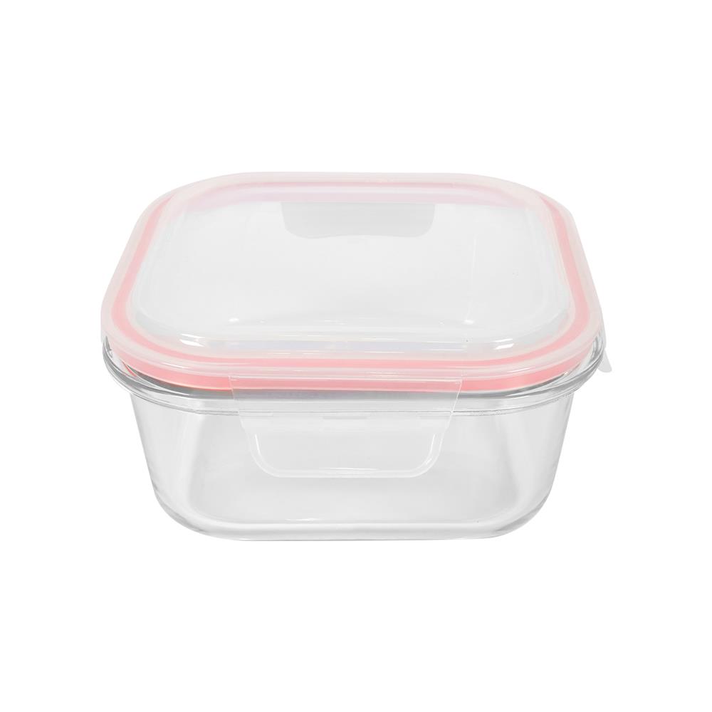 กล่องอาหารแก้วจัตุรัส 0.52 ลิตร KECH RUMI สีแดง