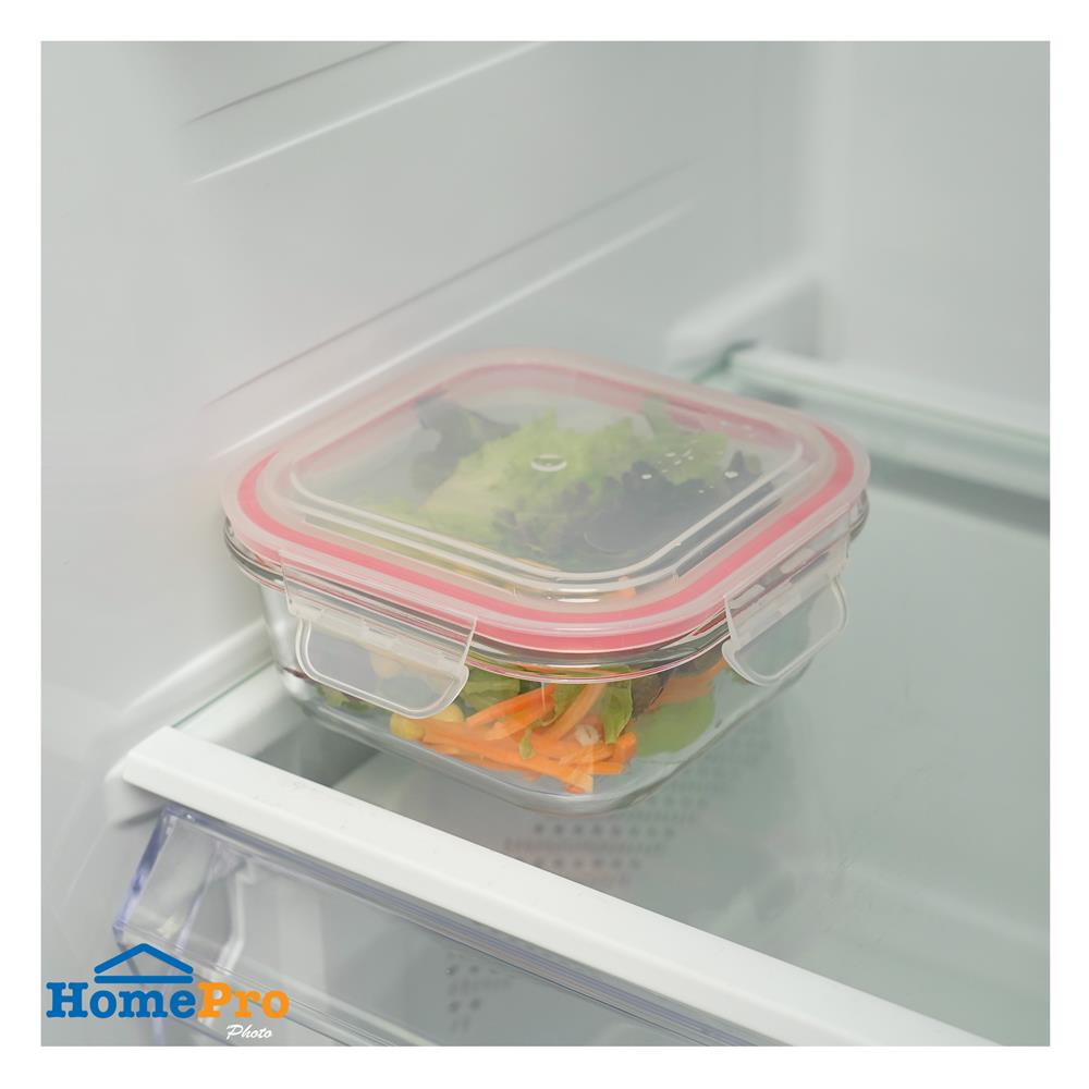 กล่องอาหารแก้วจัตุรัส 0.52 ลิตร KECH RUMI สีแดง