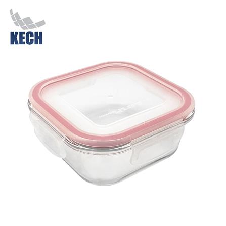 กล่องอาหารแก้วจัตุรัส 0.52 ลิตร KECH RUMI สีแดง_1