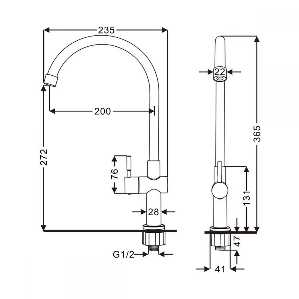 ก๊อกซิงค์เดี่ยวเคาน์เตอร์ RASLAND RA A11021-A892ST สีสเตนเลส