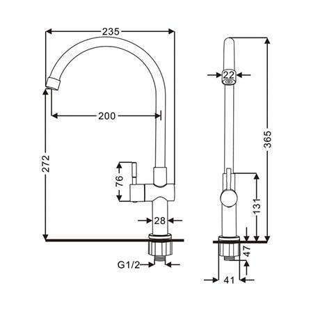 ก๊อกซิงค์เดี่ยวเคาน์เตอร์ RASLAND RA A11021-A892ST สีสเตนเลส_6