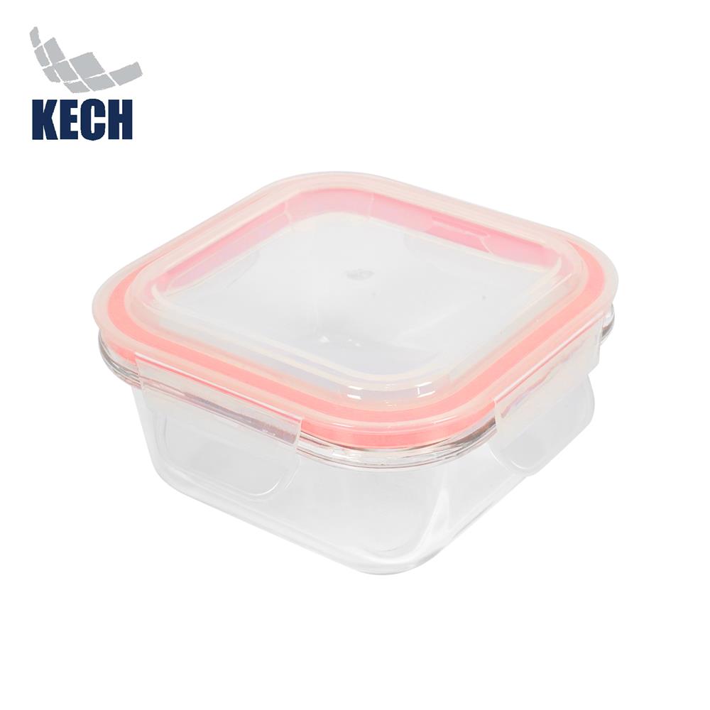 กล่องอาหารแก้วจัตุรัส 0.3 ลิตร KECH RUMI สีแดง_1