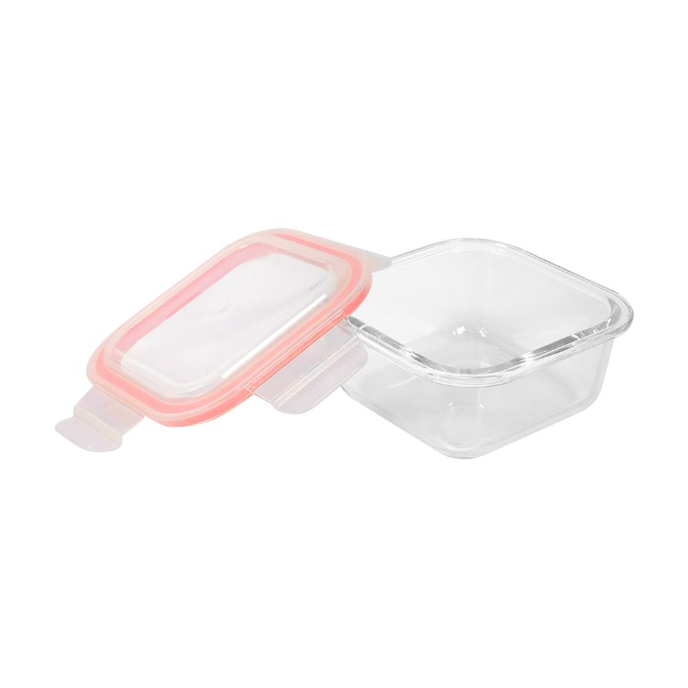 กล่องอาหารแก้วจัตุรัส 0.3 ลิตร KECH RUMI สีแดง