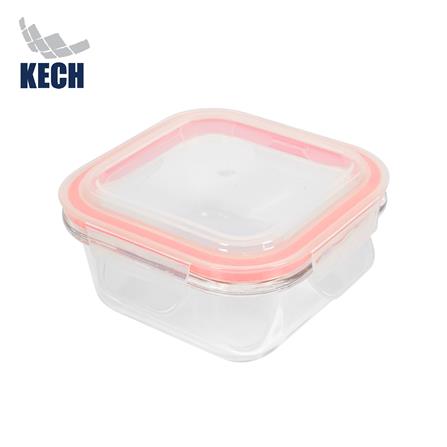 กล่องอาหารแก้วจัตุรัส 0.3 ลิตร KECH RUMI สีแดง_0