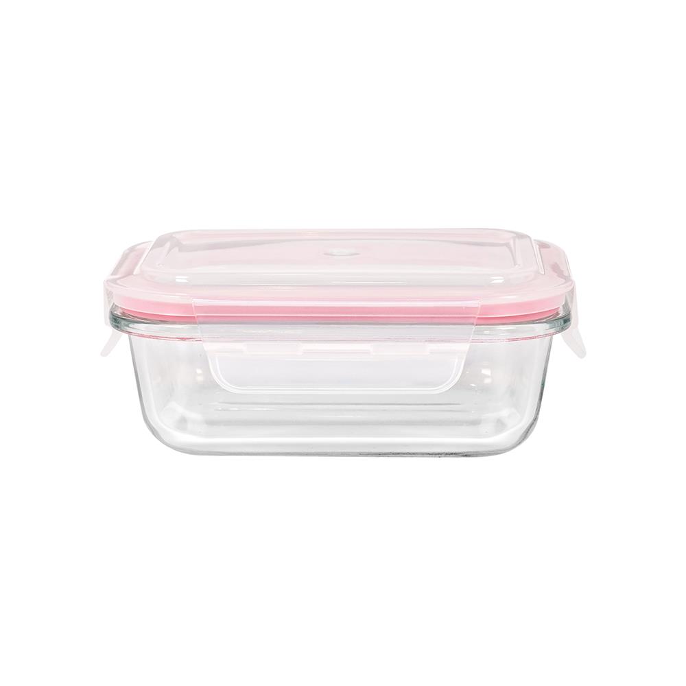 กล่องอาหารแก้วผืนผ้า 0.37 ลิตร KECH RUMI สีชมพู