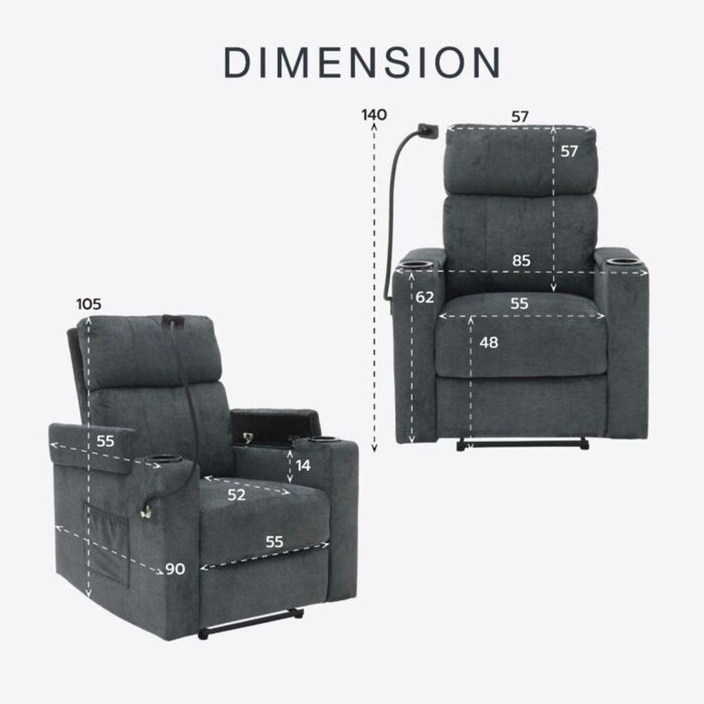 RECLINER SB FURNITURE EASE 19233943 สีเทาเข้ม