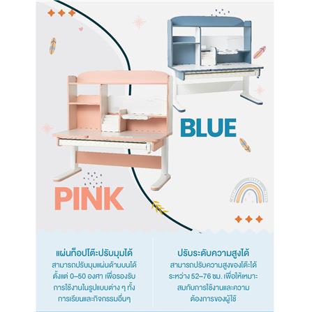 โต๊ะเขียนหนังสือปรับระดับ ERGOTREND KIDS 120 ซม. สีขาว/น้ำเงิน_3
