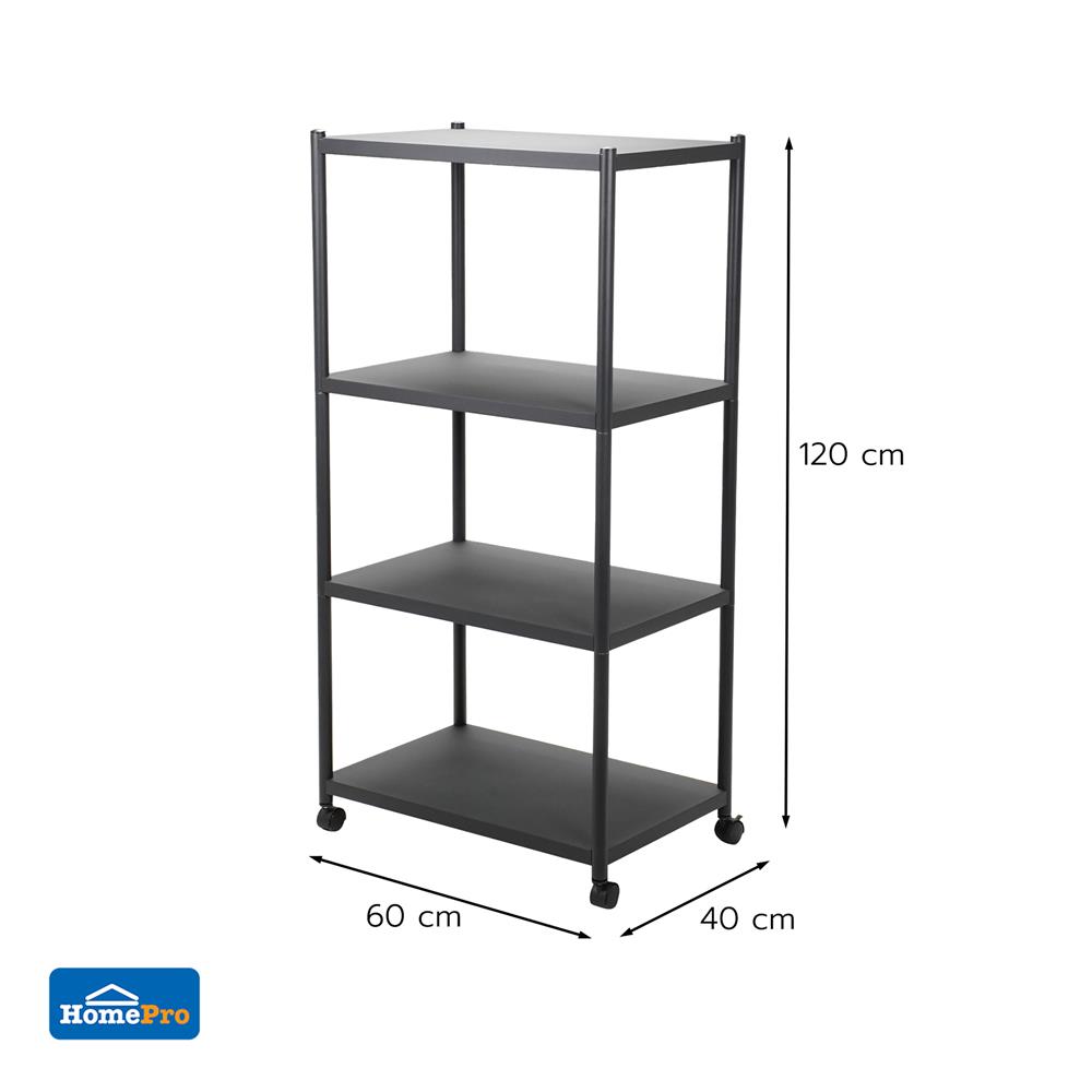 ชั้นวางของ 4 ชั้น STACKO BRISK 60X40X120 ซม. สีดำ