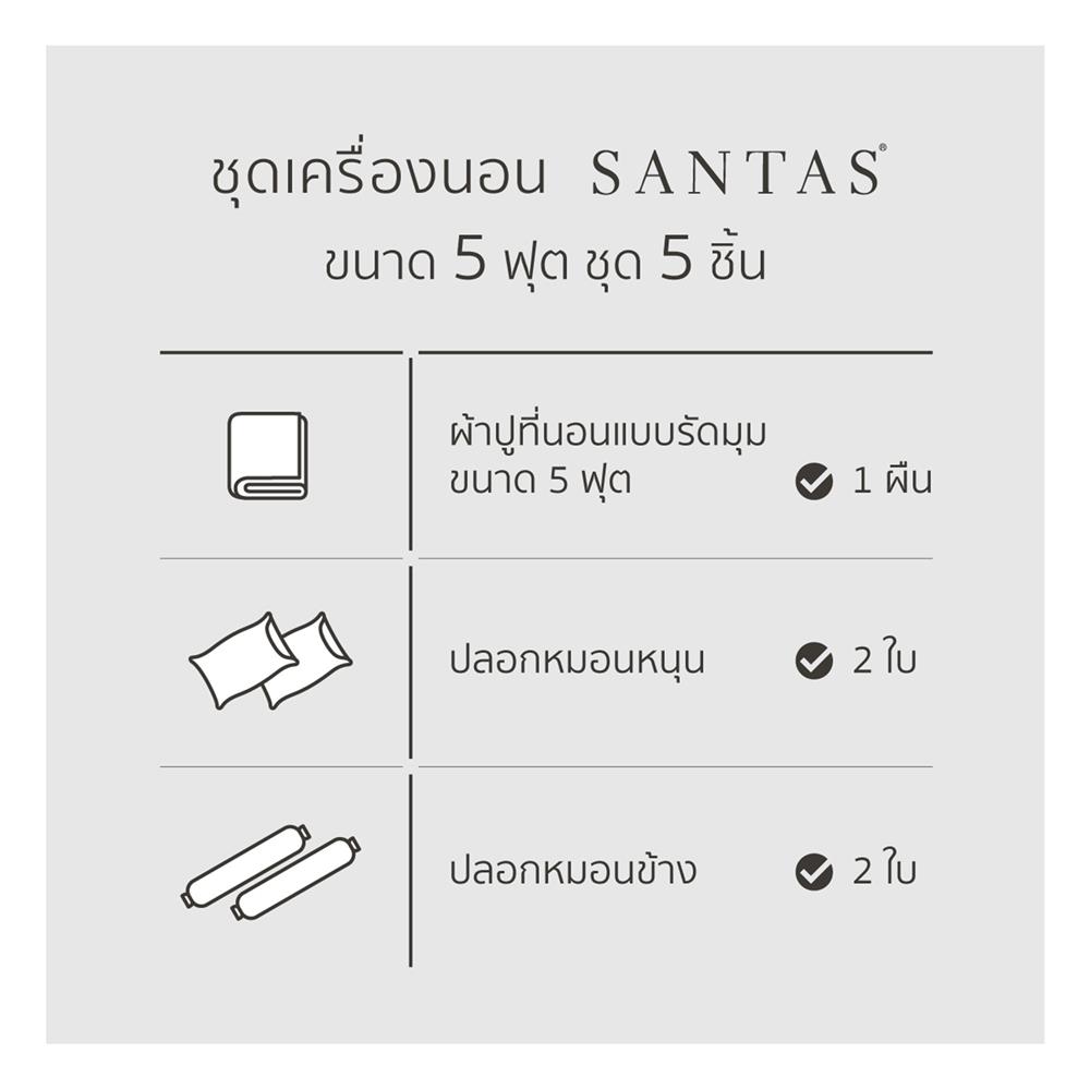 ชุดผ้าปูที่นอน 5 ฟุต (ชุด 5 ชิ้น) SANTAS TEXIMA สี FIKA BI