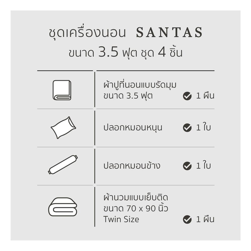 ชุดผ้าปูที่นอน 3.5 ฟุต (ชุด 4 ชิ้น) SANTAS COTTON USA สี MERAKI VI