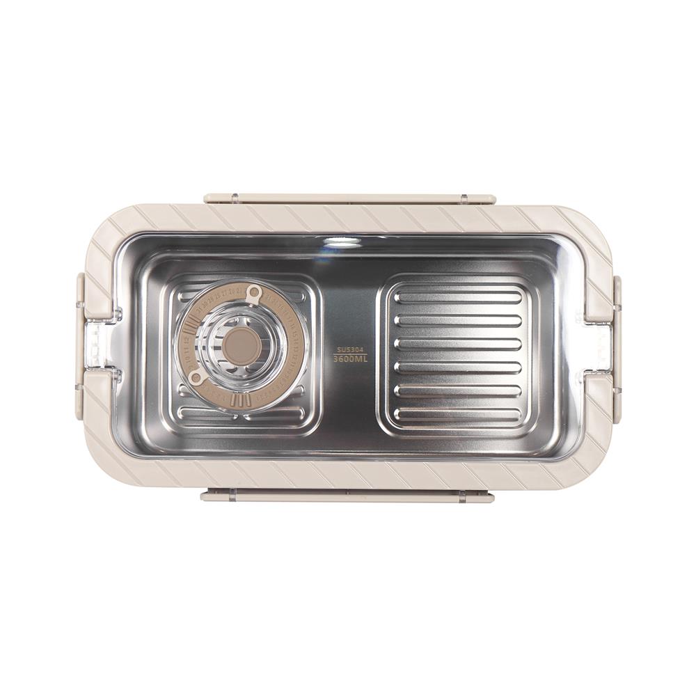 กล่องอาหารสเตนเลส มีหู 3.6 ลิตร KECH MERCURY สีเบจ