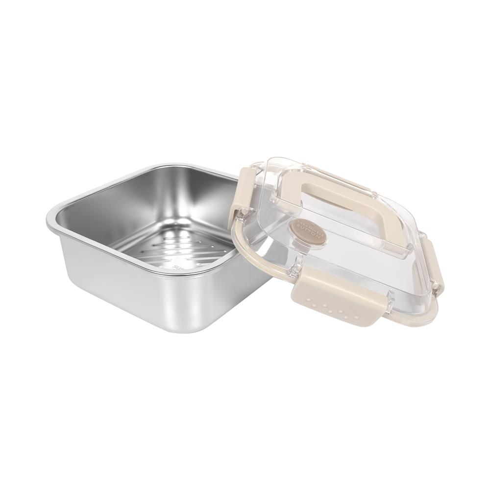 กล่องอาหารสเตนเลส มีหู 1.2 ลิตร KECH MERCURY สีเบจ