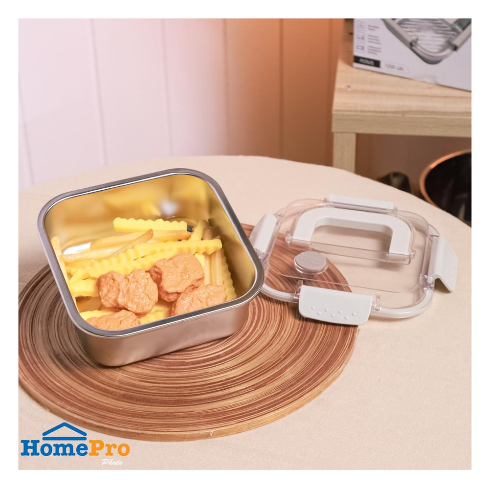กล่องอาหารสเตนเลส มีหู 2.3 ลิตร KECH MERCURY สีเบจ