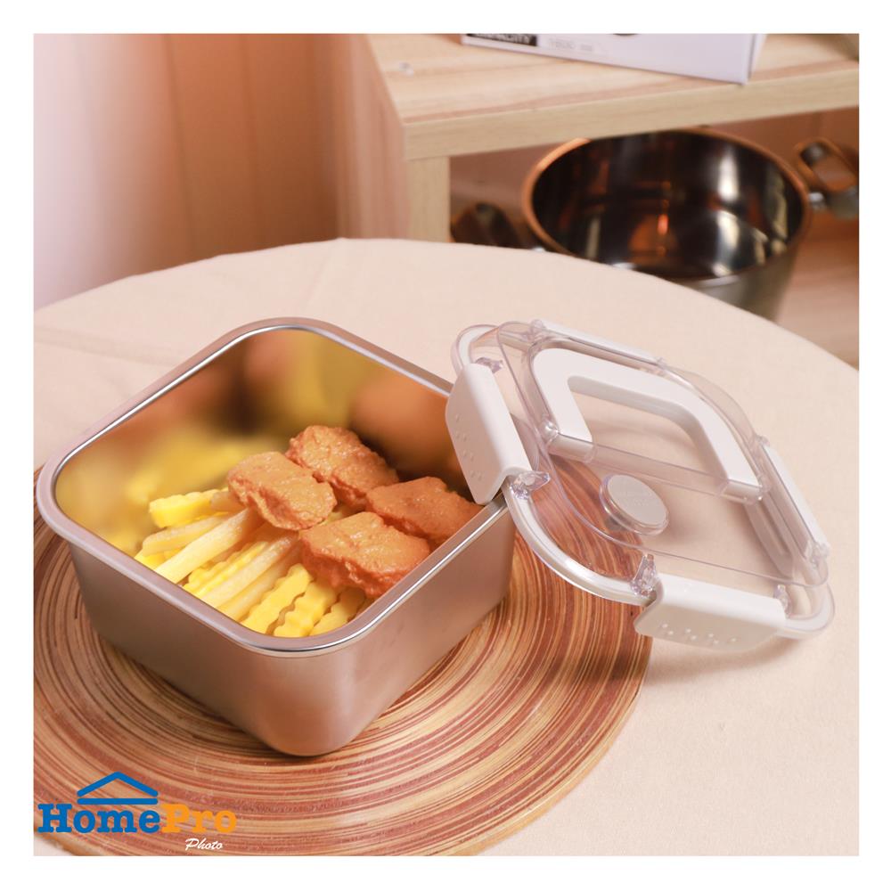 กล่องอาหารสเตนเลส มีหู 1.6 ลิตร KECH MERCURY สีเบจ