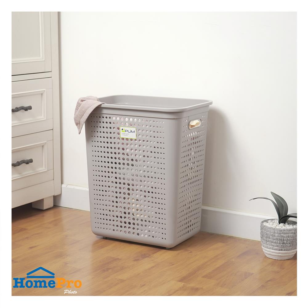 ตะกร้าผ้าเหลี่ยม PLIM BUBBLE SIZE L สีเทา