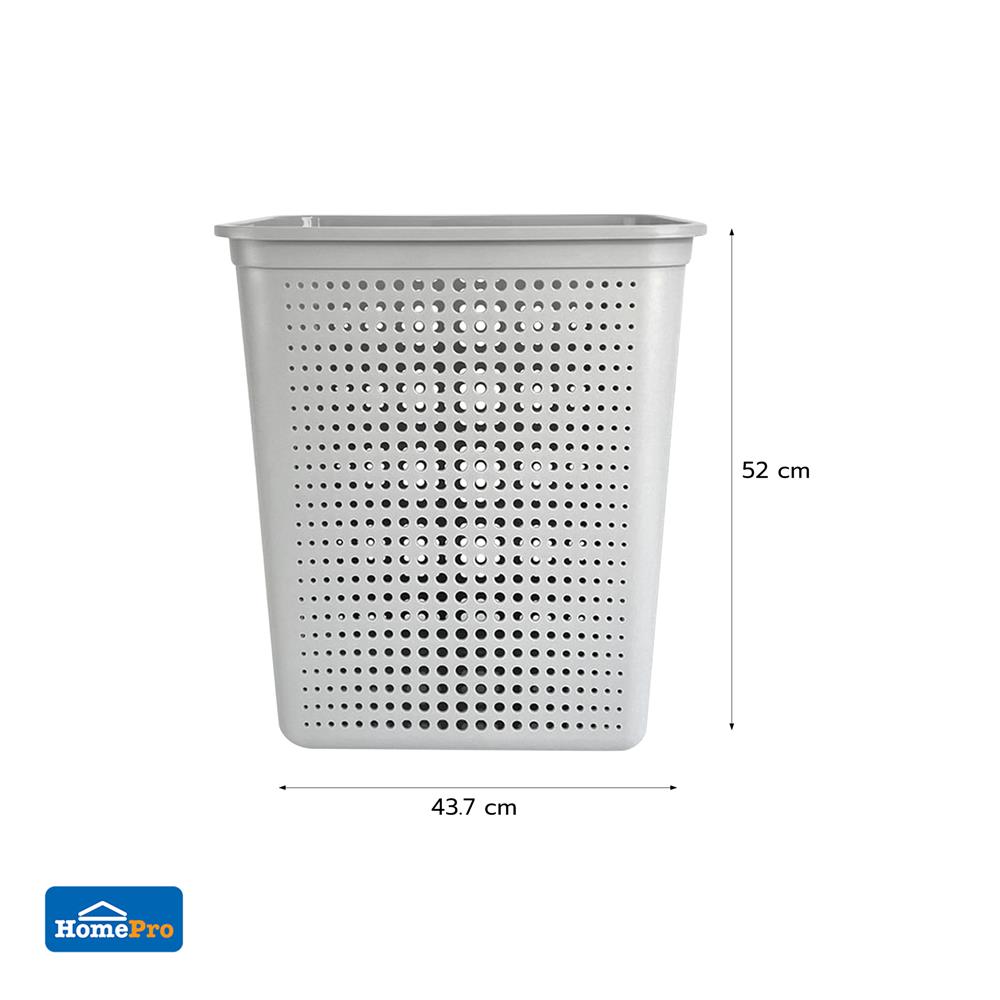 ตะกร้าผ้าเหลี่ยม PLIM BUBBLE SIZE L สีเทา