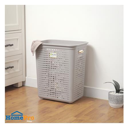 ตะกร้าผ้าเหลี่ยม PLIM BUBBLE SIZE L สีเทา_5