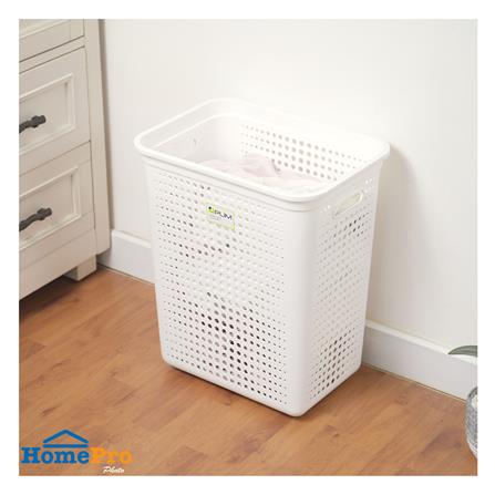 ตะกร้าผ้าเหลี่ยม PLIM BUBBLE SIZE L สีขาว_5