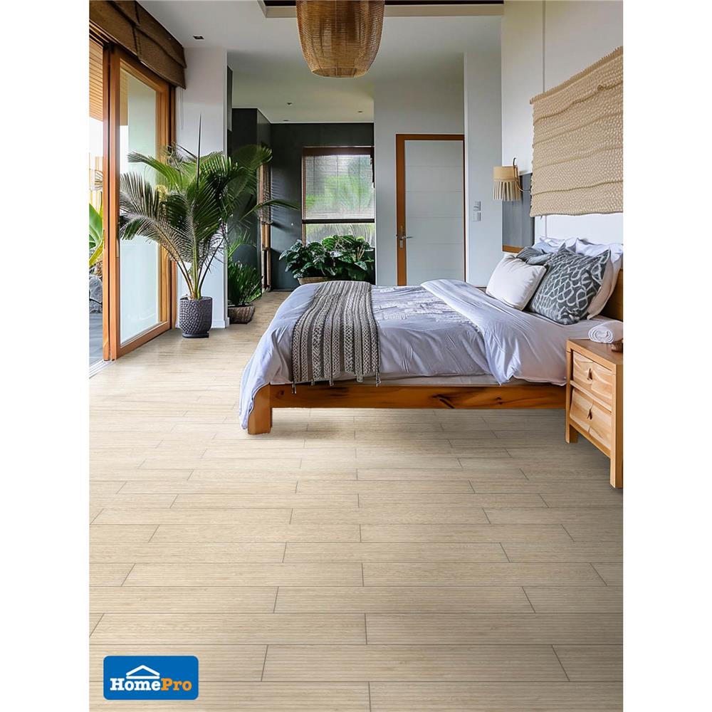 กระเบื้องพื้นพอร์ซเลน 20x120 ซม. TARA ไลน์เนอร์วู้ด เบจ PM 1.2 ตร.ม.