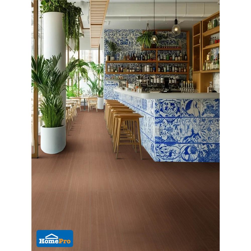 กระเบื้องพื้นพอร์ซเลน 20x120 ซม. TARA ไลน์เนอร์วู้ด น้ำตาลแดง PM 1.2 ตร.ม.