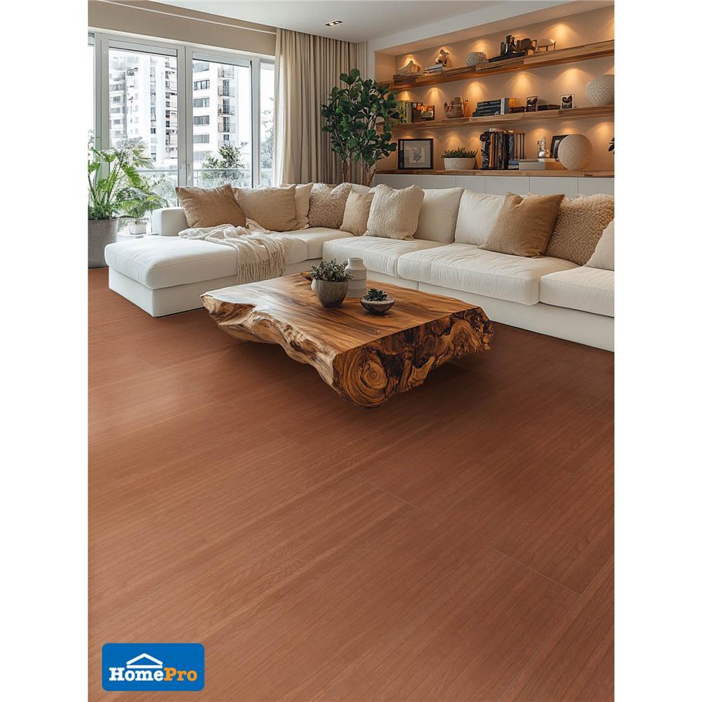 กระเบื้องพื้นพอร์ซเลน 20x120 ซม. TARA ไลน์เนอร์วู้ด น้ำตาลแดง PM 1.2 ตร.ม.