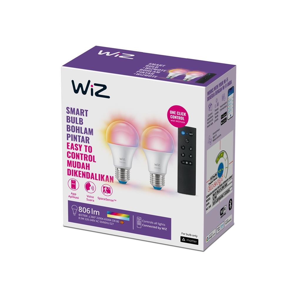 หลอด LED WIZ SMART BULB BOHLAM PINTAR 8.5 วัตต์ RGB E27 (แพ็ก 2 ชิ้น)