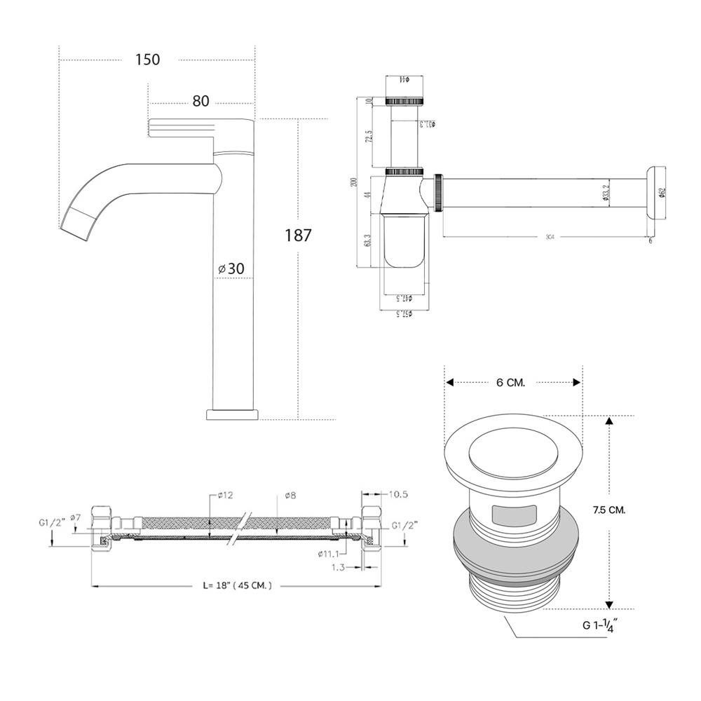 ชุดก๊อกอ่างล้างหน้า DONMARK GL-5125 สีโครม