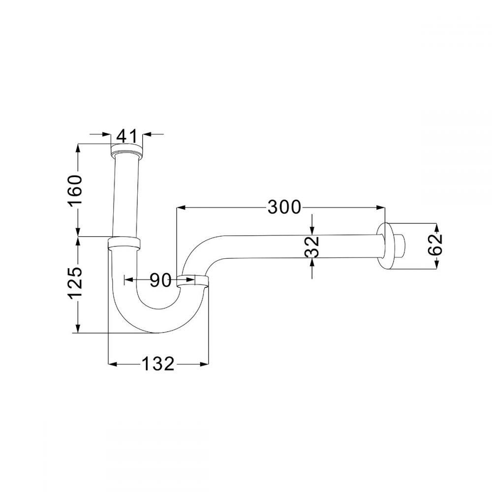 ท่อน้ำทิ้งอ่างล้างหน้าพีแทรป BEN BN T922-T16-30 30 ซม.
