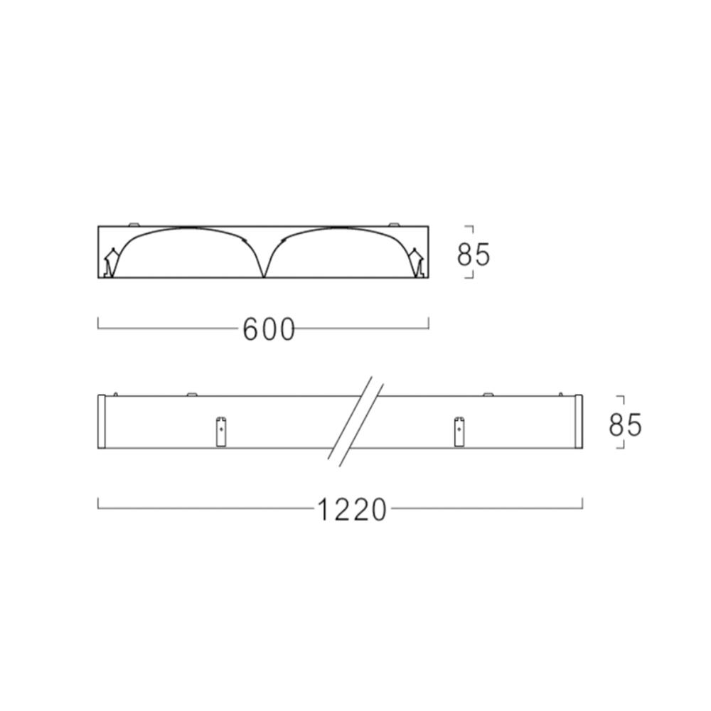 โคมตะแกรงติดลอย L&E 9I-00699 2X1200 มม. สีขาว