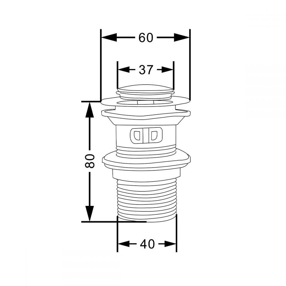 สะดืออ่างล้างหน้าแบบกด BEN BN K111-BG-44BLK