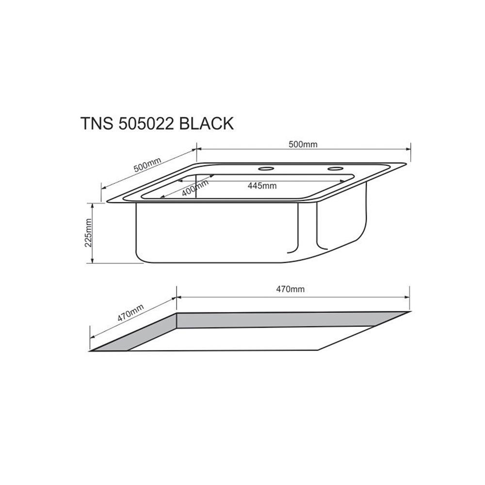 ซิงค์ฝัง 1 หลุม TECNOSTAR TNS 505022 สีดำ