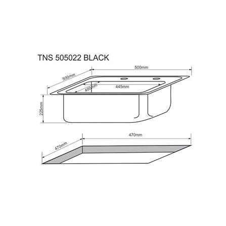 ซิงค์ฝัง 1 หลุม TECNOSTAR TNS 505022 สีดำ_4