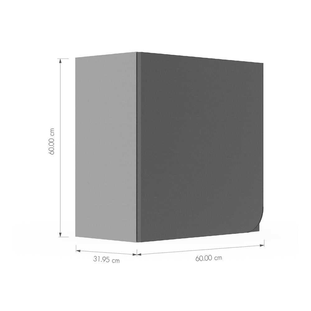ตู้แขวนเดี่ยวเปิดซ้าย KITZCHO CURVE 60x60 ซม. สี GREY GRAPHITE
