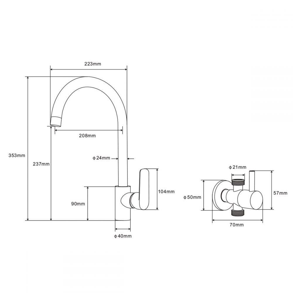 ก๊อกซิงค์ผสมเคาน์เตอร์ RASLAND RA A11011-A5555 สีโครม
