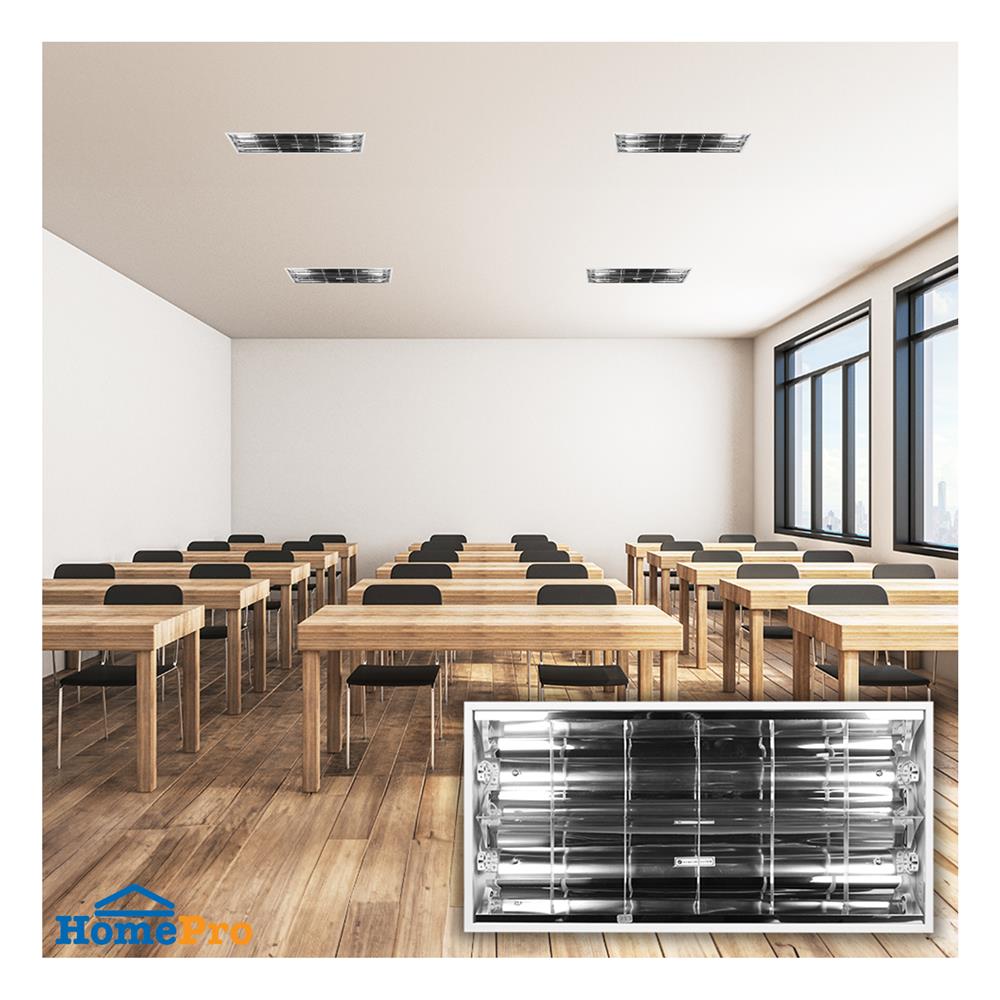 โคมตะแกรงติดลอย L&E 9I-00687 2x600 มม. สีขาว