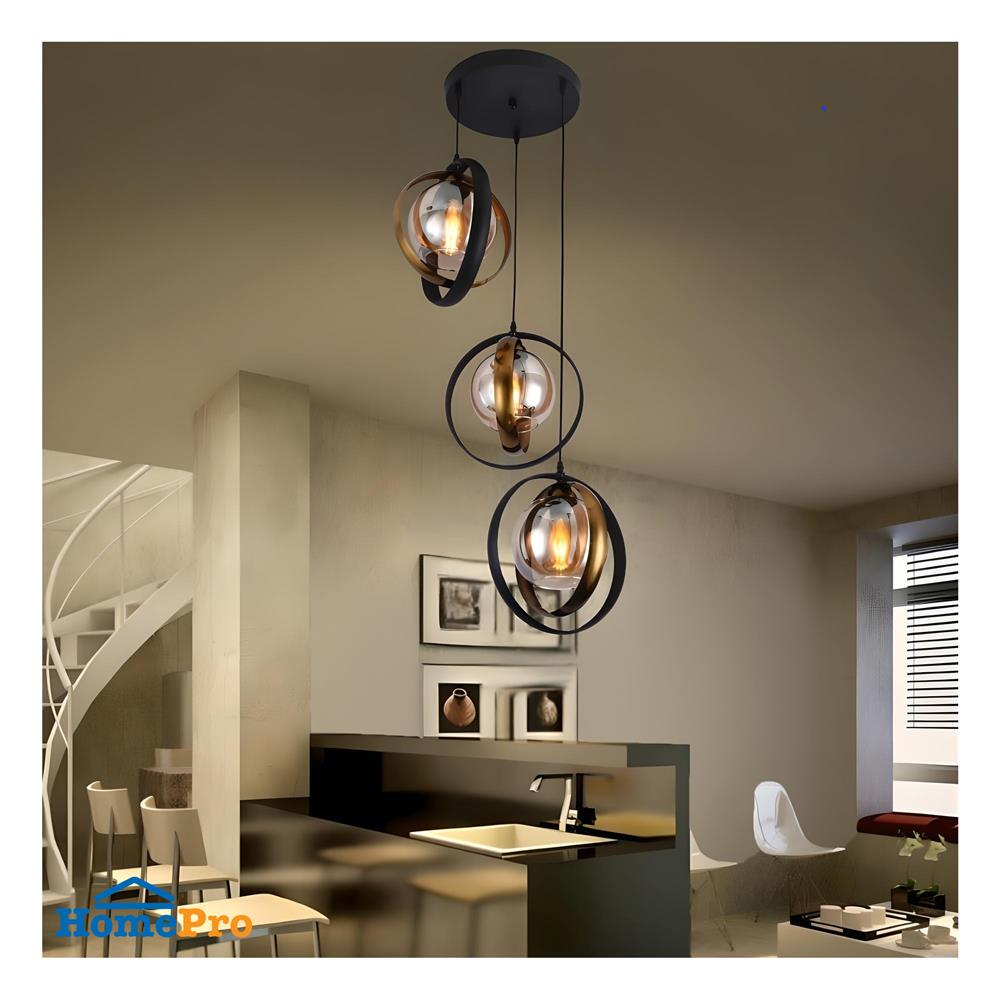 ไฟช่อ NEOLIGHT 9694-3BK-AB สีน้ำตาล/ดำ/ทอง 3 หัว