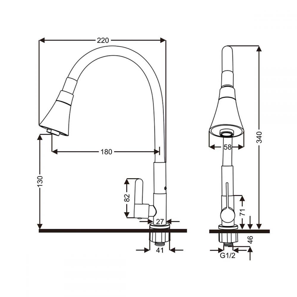 ก๊อกซิงค์เดี่ยวเคาน์เตอร์ RASLAND RA A11021-A9559 สีดำ-โครม
