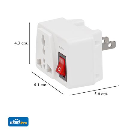 ปลั๊กแปลง 2 ขาแบน มีสวิตช์ ELECKTA ELS 10 แอมป์_6