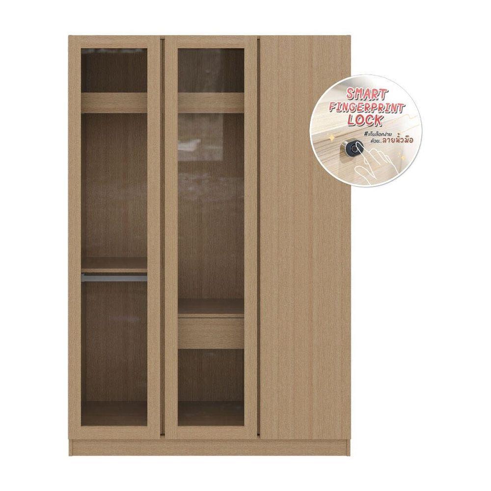 ตู้เสื้อผ้า 3 บานเปิด KONCEPT TIMBUR 19236149 134 ซม. สีโอ๊ค