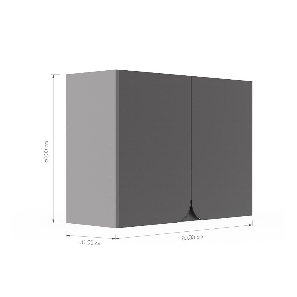 ตู้แขวนคู่ KITZCHO CURVE 80x60 ซม. สี GREY GRAPHITE