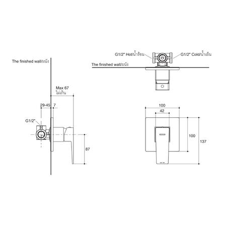 วาล์วฝังกำแพงผสม KOHLER K-24752X-4-CP_1