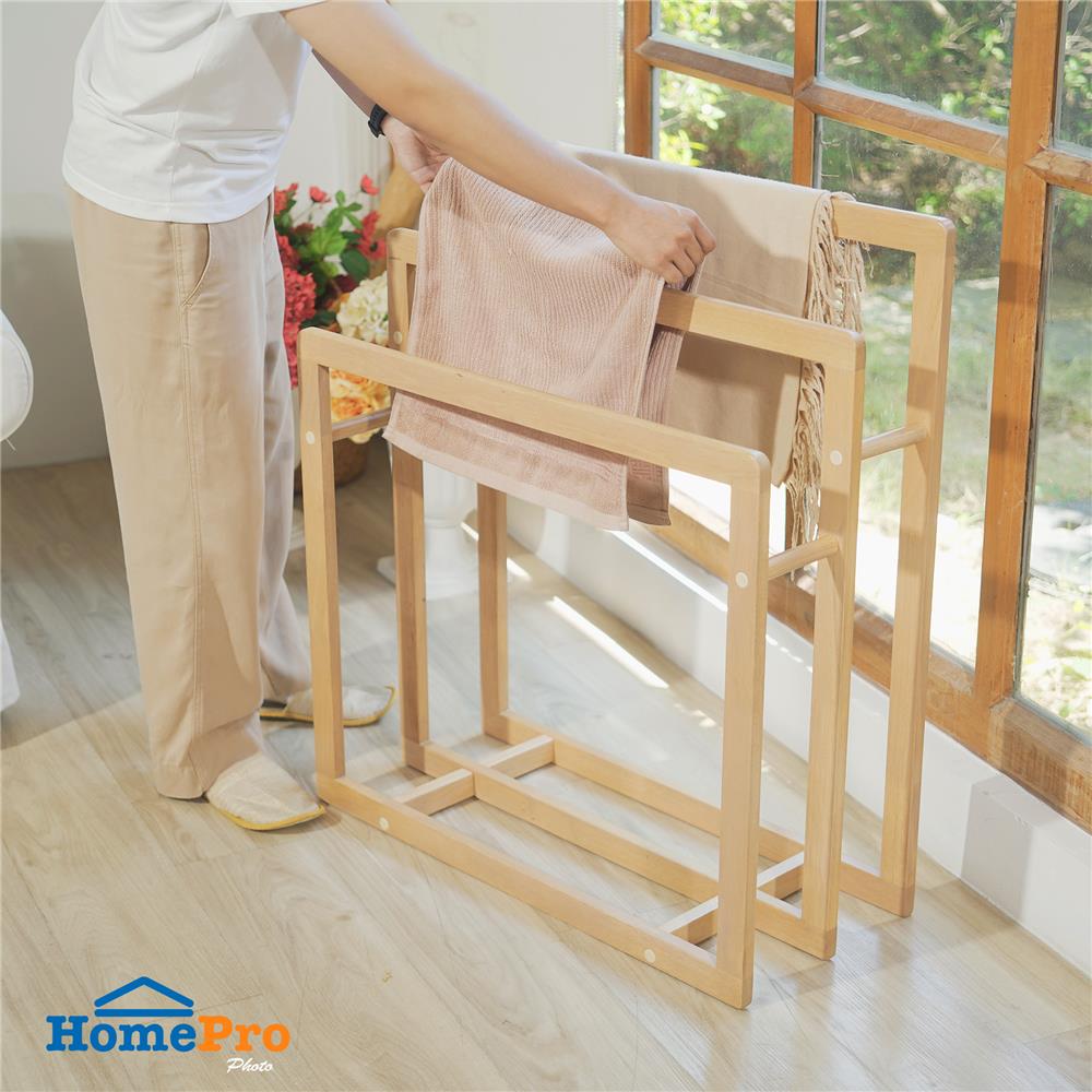 ราวพาดผ้าไม้ยางพารา 3 เส้น PLIM STEP 75 ซม. สีเนเชอรัล