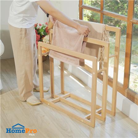 ราวพาดผ้าไม้ยางพารา 3 เส้น PLIM STEP 75 ซม. สีเนเชอรัล_4