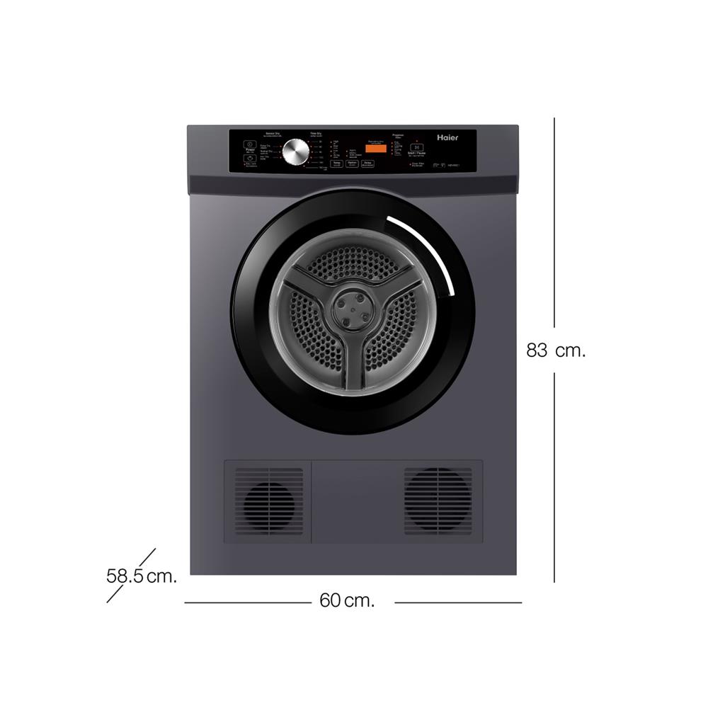 เครื่องอบผ้าฝาหน้า HAIER HDV80E1 8 กก. VENTING สีเทา