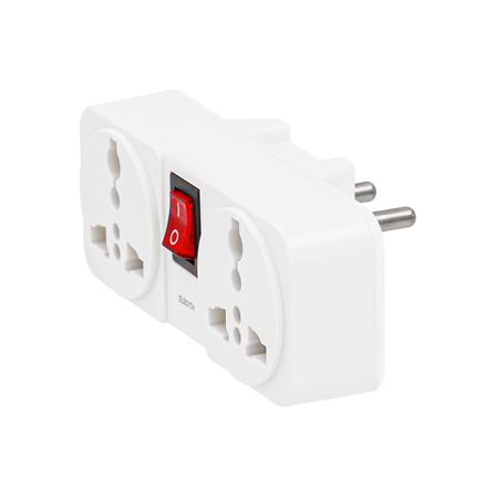 ปลั๊กแปลง 2 ขากลม 2 ช่อง มีสวิตช์ ELECKTA ELTW-A 10 แอมป์ สีขาว_1
