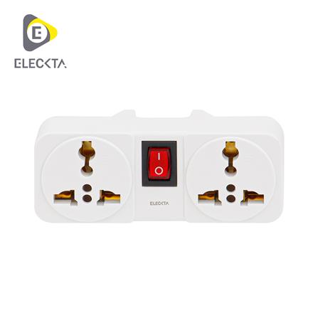 ปลั๊กแปลง 2 ขาแบน 2 ช่อง มีสวิตช์ ELECKTA ELTW-E 10 แอมป์ สีขาว_0