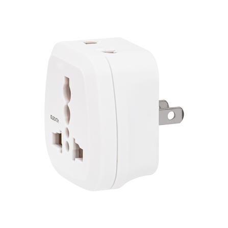 ปลั๊กแปลง 2 ขาแบน 2 IN 1 ELECKTA EL16A-E 3600W 16 แอมป์ สีขาว_1