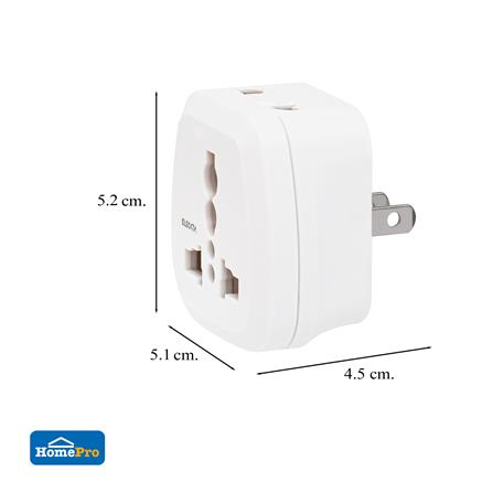 ปลั๊กแปลง 2 ขาแบน 2 IN 1 ELECKTA EL16A-E 3600W 16 แอมป์ สีขาว_6