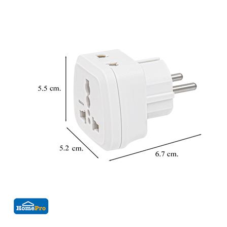 ปลั๊กแปลง 2 ขากลม 2 IN 1 ยุโรป ELECKTA EL16A-EU 3600W 16 แอมป์ สีขาว_6