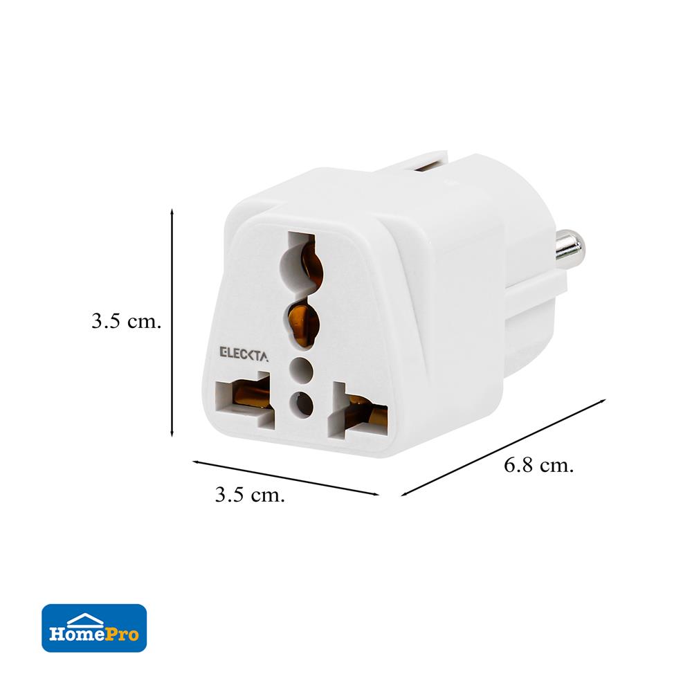 ปลั๊กแปลง 2 ขากลม ELECKTA EL10A-EU 10 แอมป์ สีขาว
